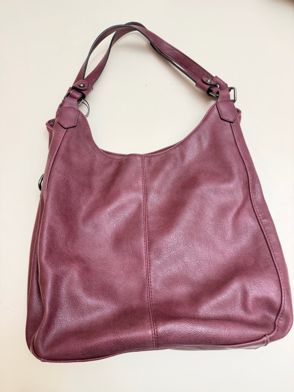 Women's Plum Leather Shoulder Hobo Bag